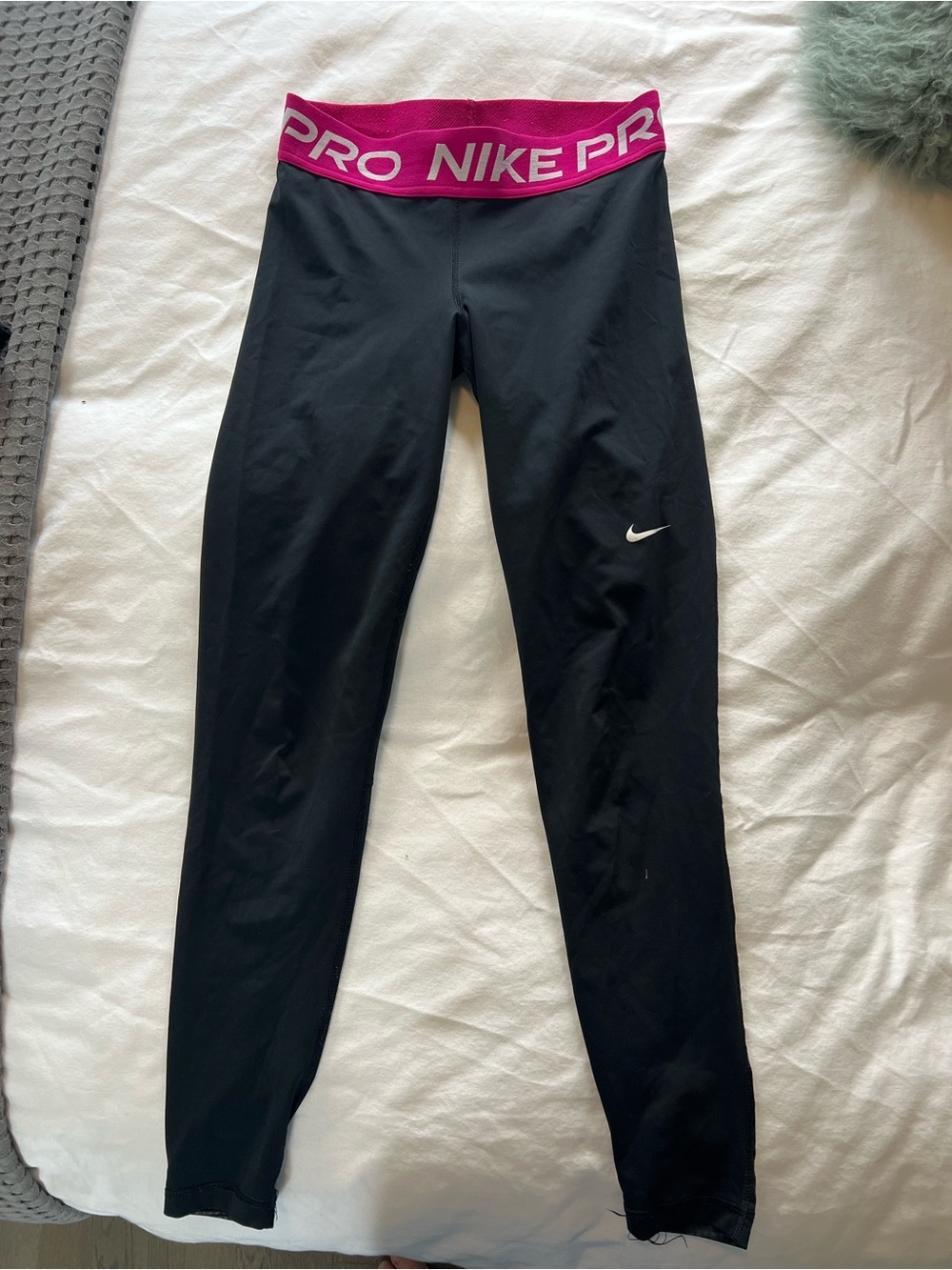 Nike Kids Black Leggings with Pink 'PRO' Waistband